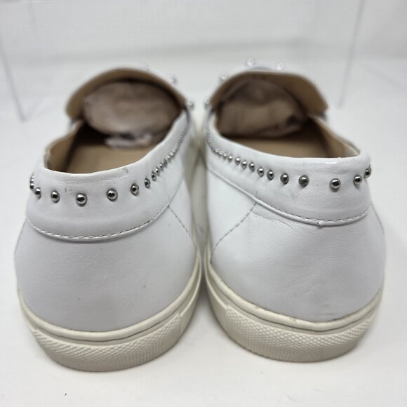 J/Slides Tennisshoes Women's 8.5 White Leather CeCe Studded Pearl Slip-On Medium - Picture 5 of 8